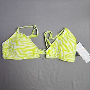 Salt + Cove Bikini Top Green Zebra Print Ring Detail Swimsuit Summer Size XS NWT